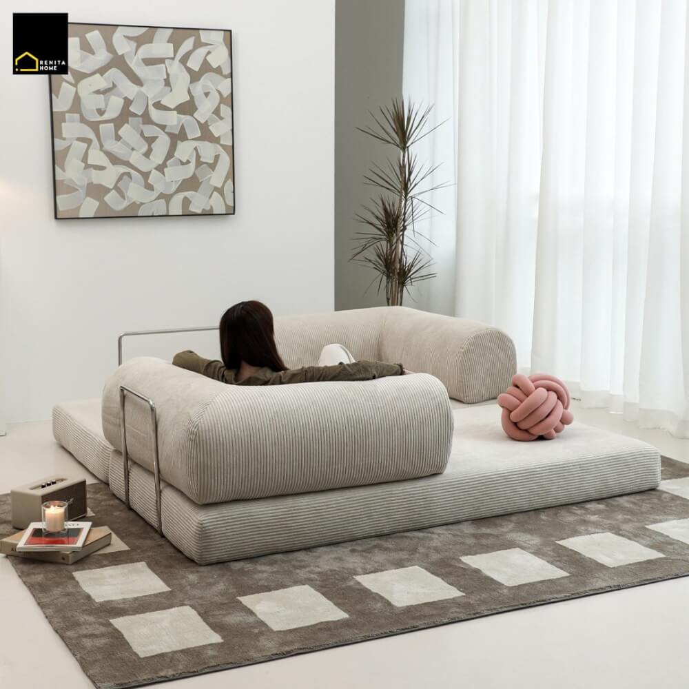 โซฟา RENITA HOME รุ่น LEKO 200x100cm. ผ้าลูกฟูกลอนใหญ่ สีน้ำตาล (608-15)_8
